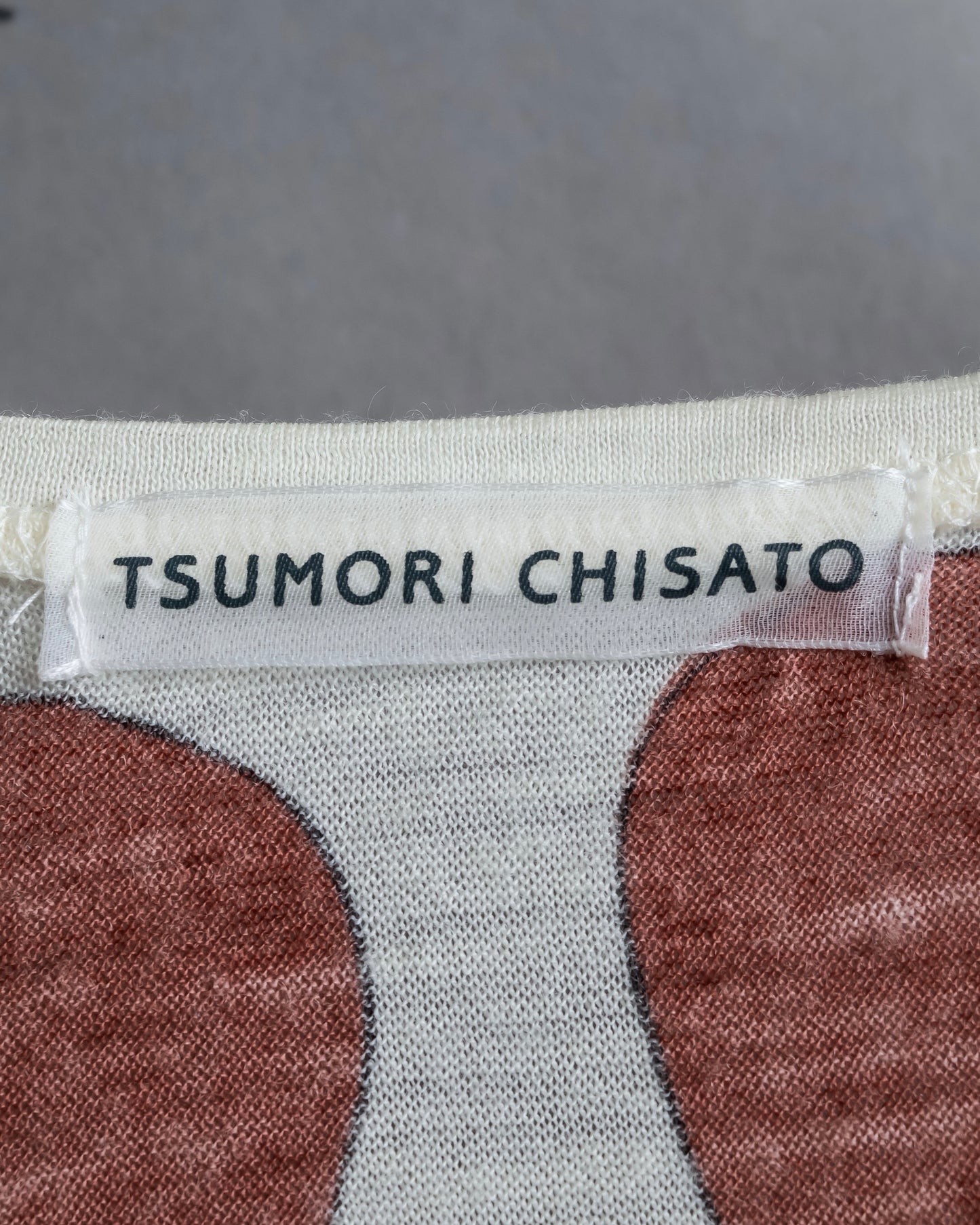 "TSUMORI CHISATO" Musical instrument pattern box silhouette long sleeve knit T-shirt