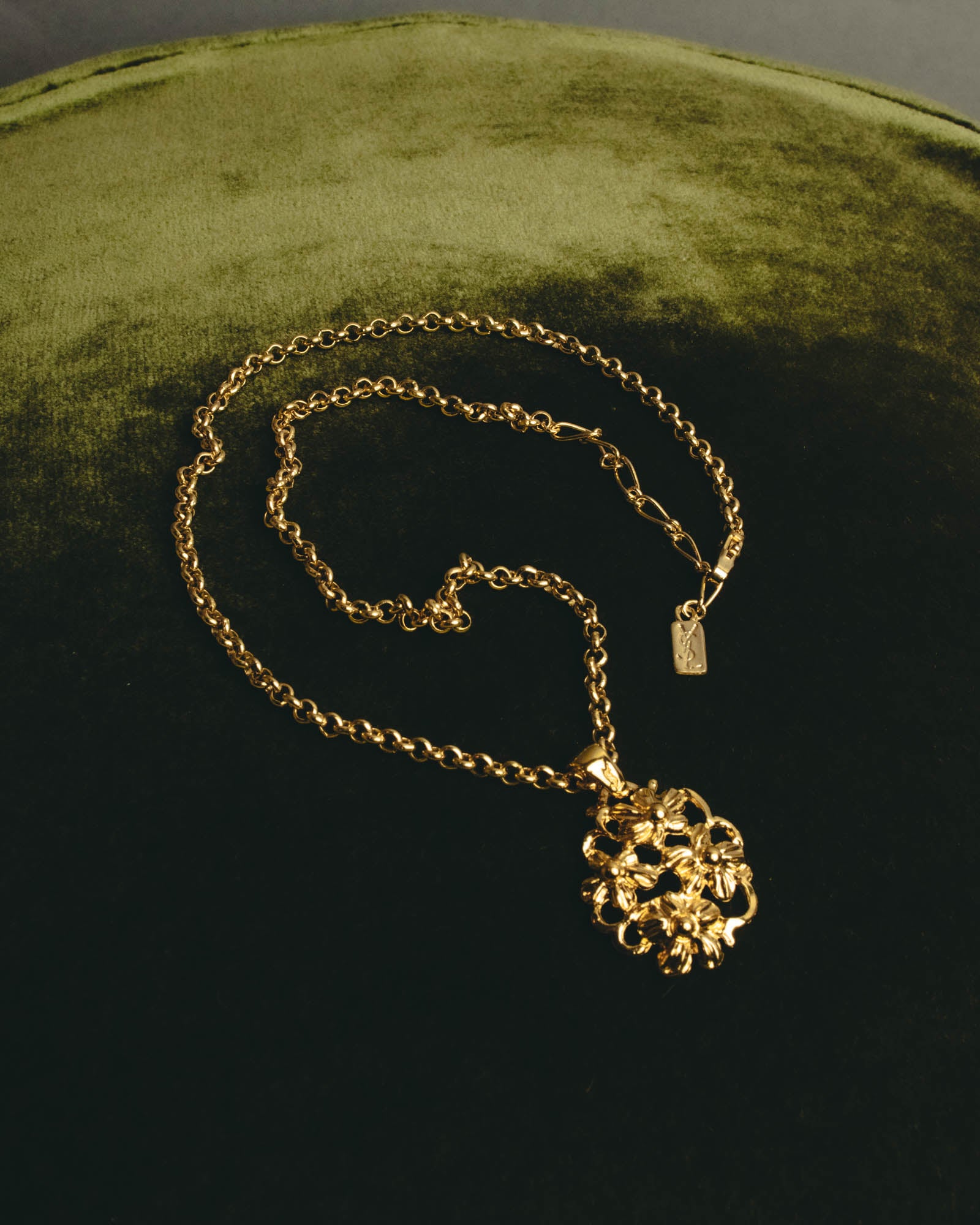"Yves Saint Laurent" 80's-90's Sculptural floral pendant necklace