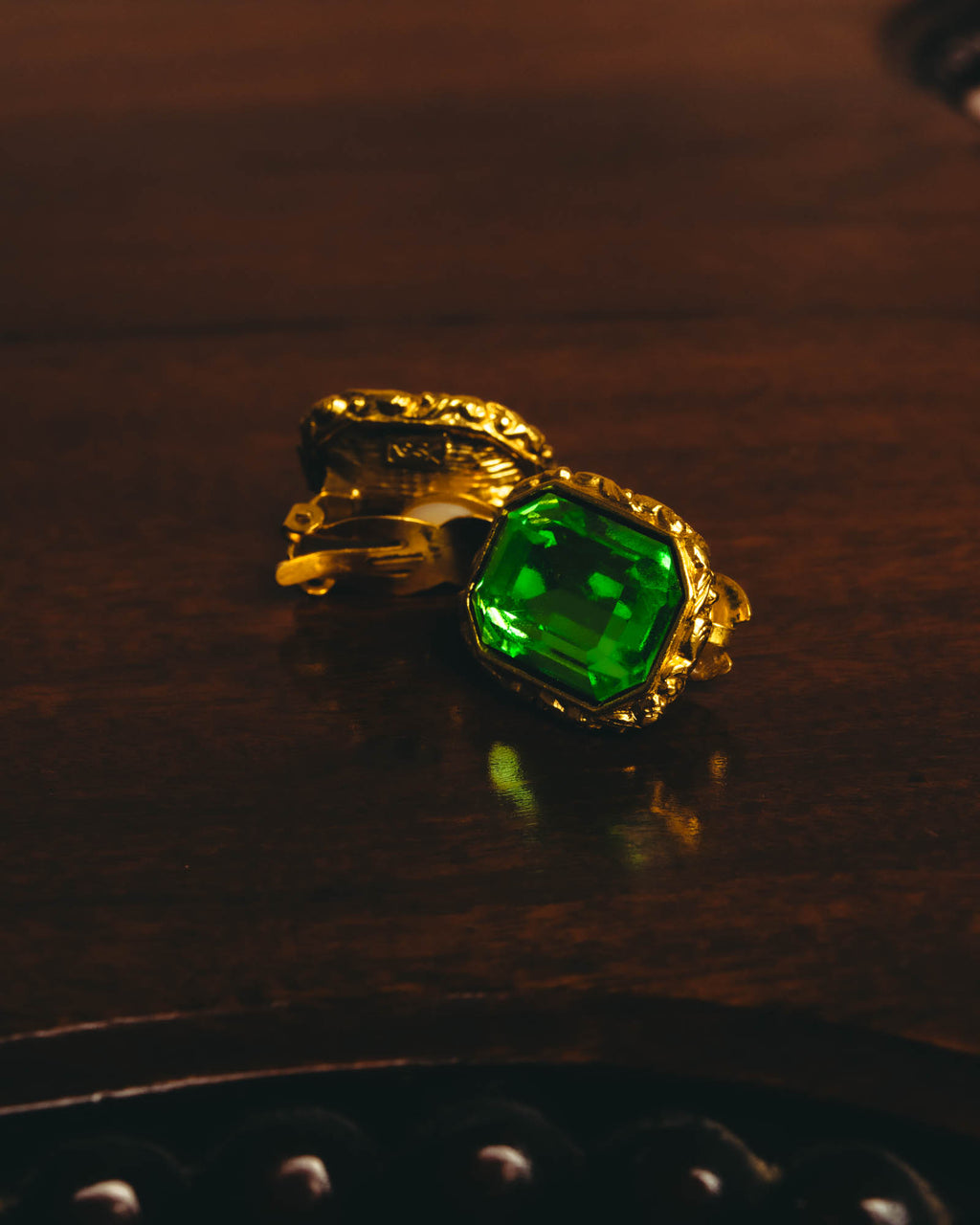 "Yves Saint Laurent" 80's-90's Emerald green clip-on earrings