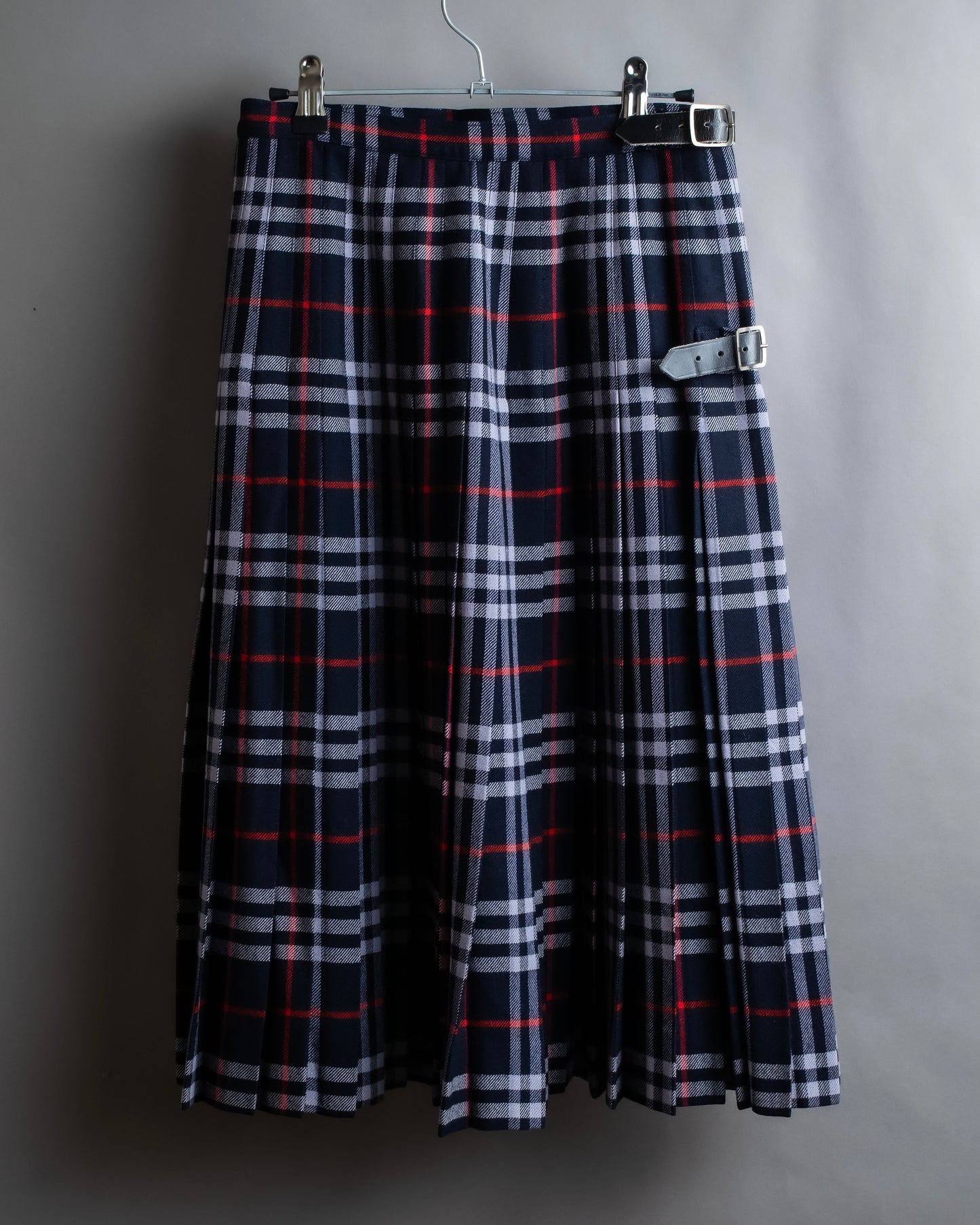 "BURBERRYS" Nova check pattern belted cropped quilted skirt