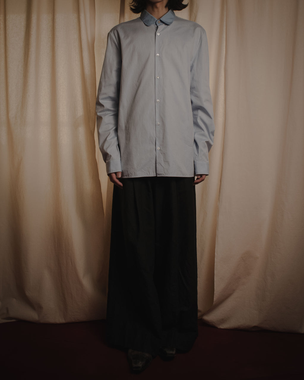 "GUCCI" Michele design tonal contrast-collar classic dress shirt