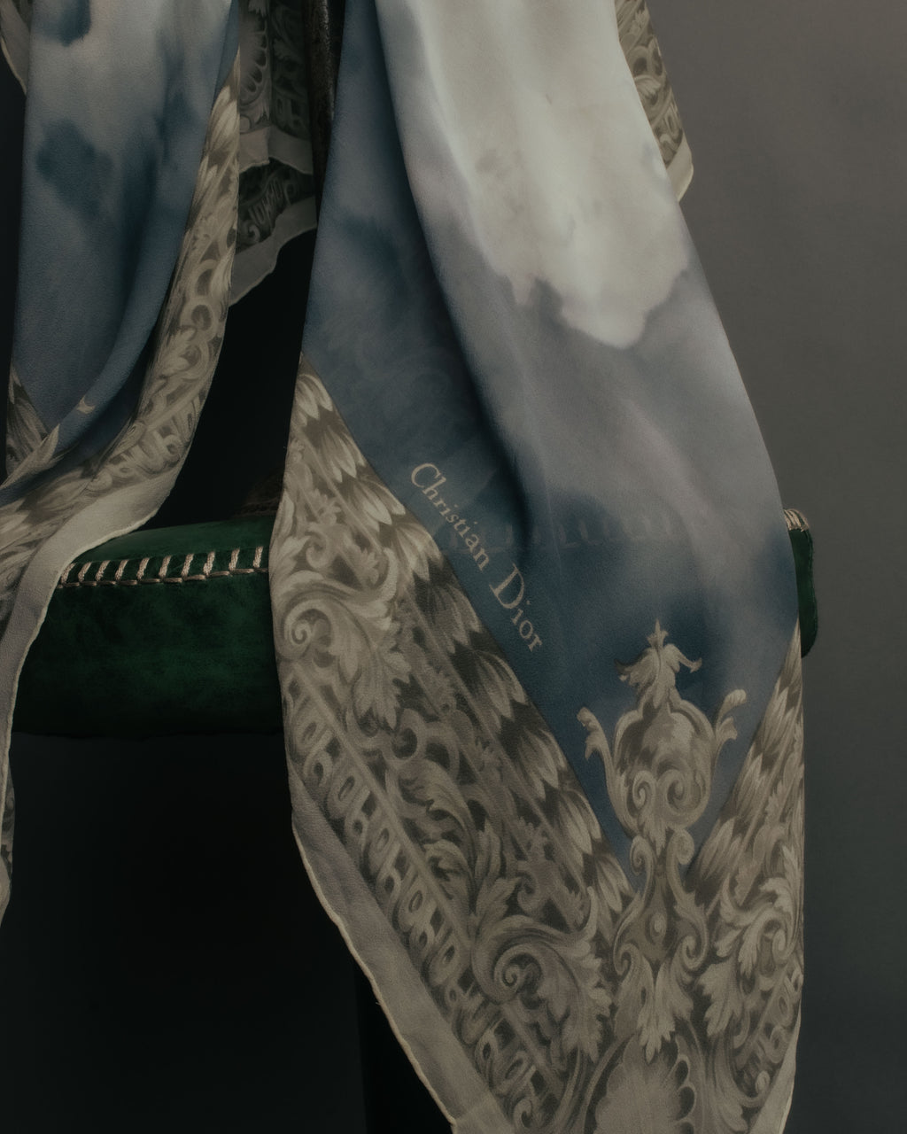 “Christian Dior” 90’s-00’s Sky motif silk scarf