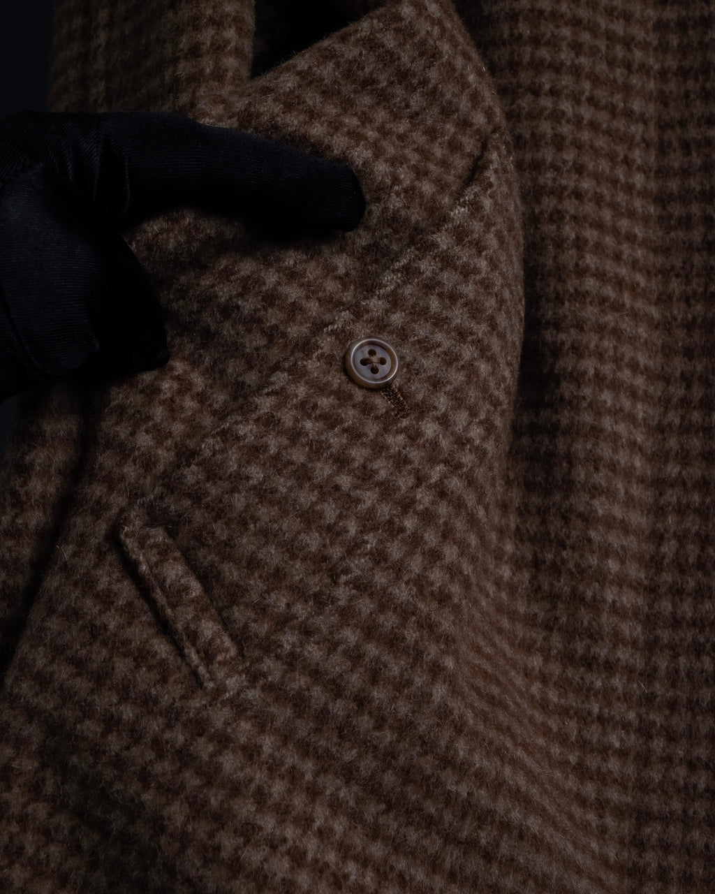 "BURBERRYS" Houndstooth pattern belted stand collar coat