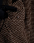 "BURBERRYS" Houndstooth pattern belted stand collar coat