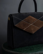 "CELINE" Losange design suede combination bag