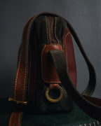"LOEWE" 80’s bicolor nappa leather and suede shoulder bag