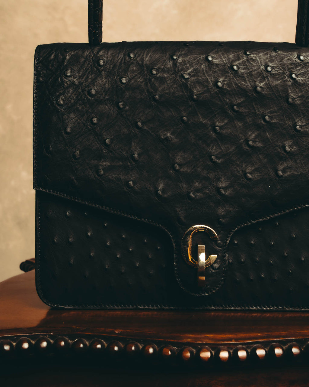 "Christian Dior" 70's-80's Ostrich textured leather handbag