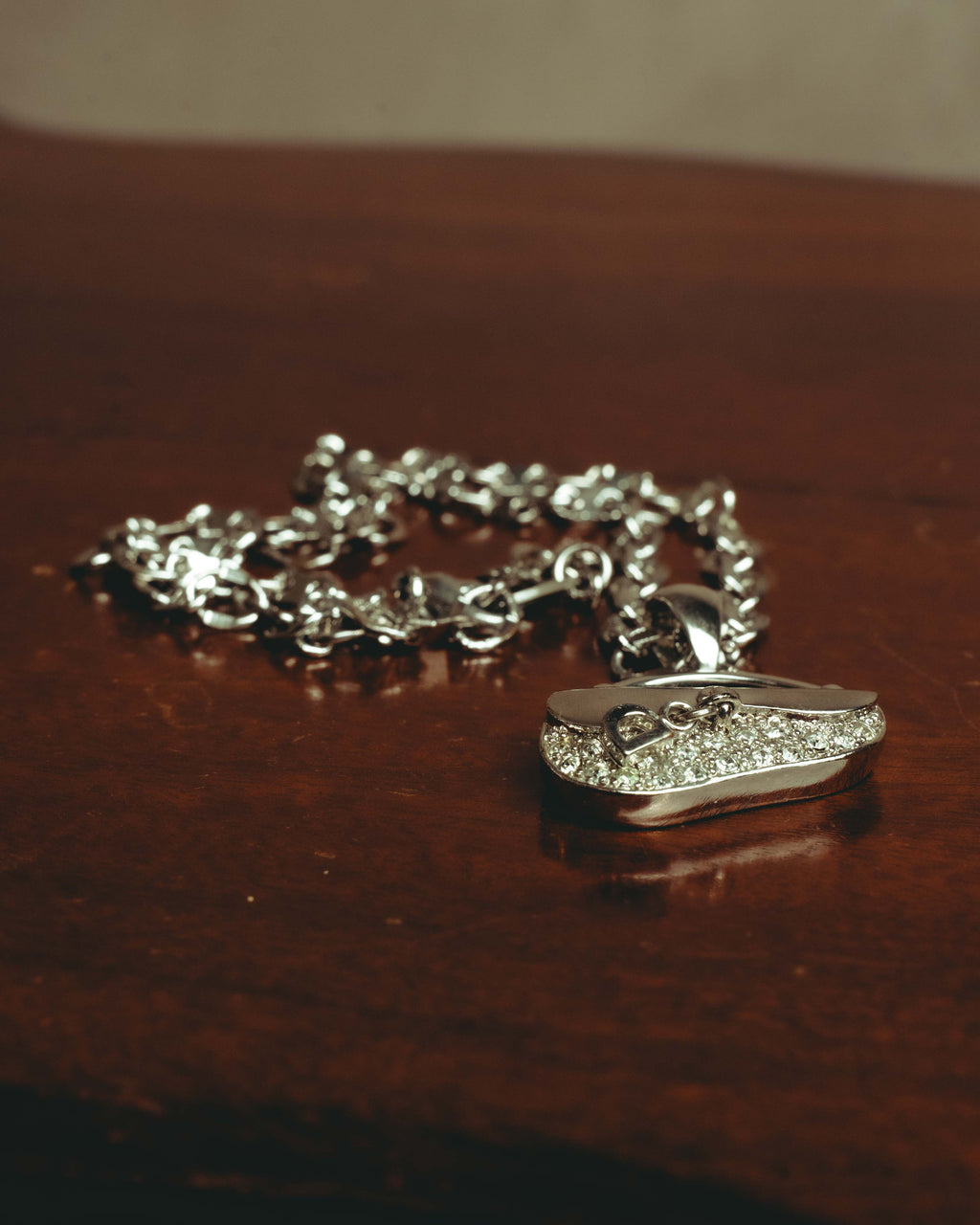 "Christian Dior" 00's Crystal saddle bag pendant necklace