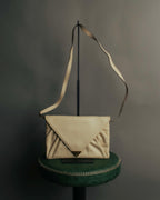 "CELINE" 80's-90's Vintage triangle flap gather leather shoulder bag