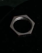 "MAISON MARGIELA" Numbered logo engraved hexagonal silver ring