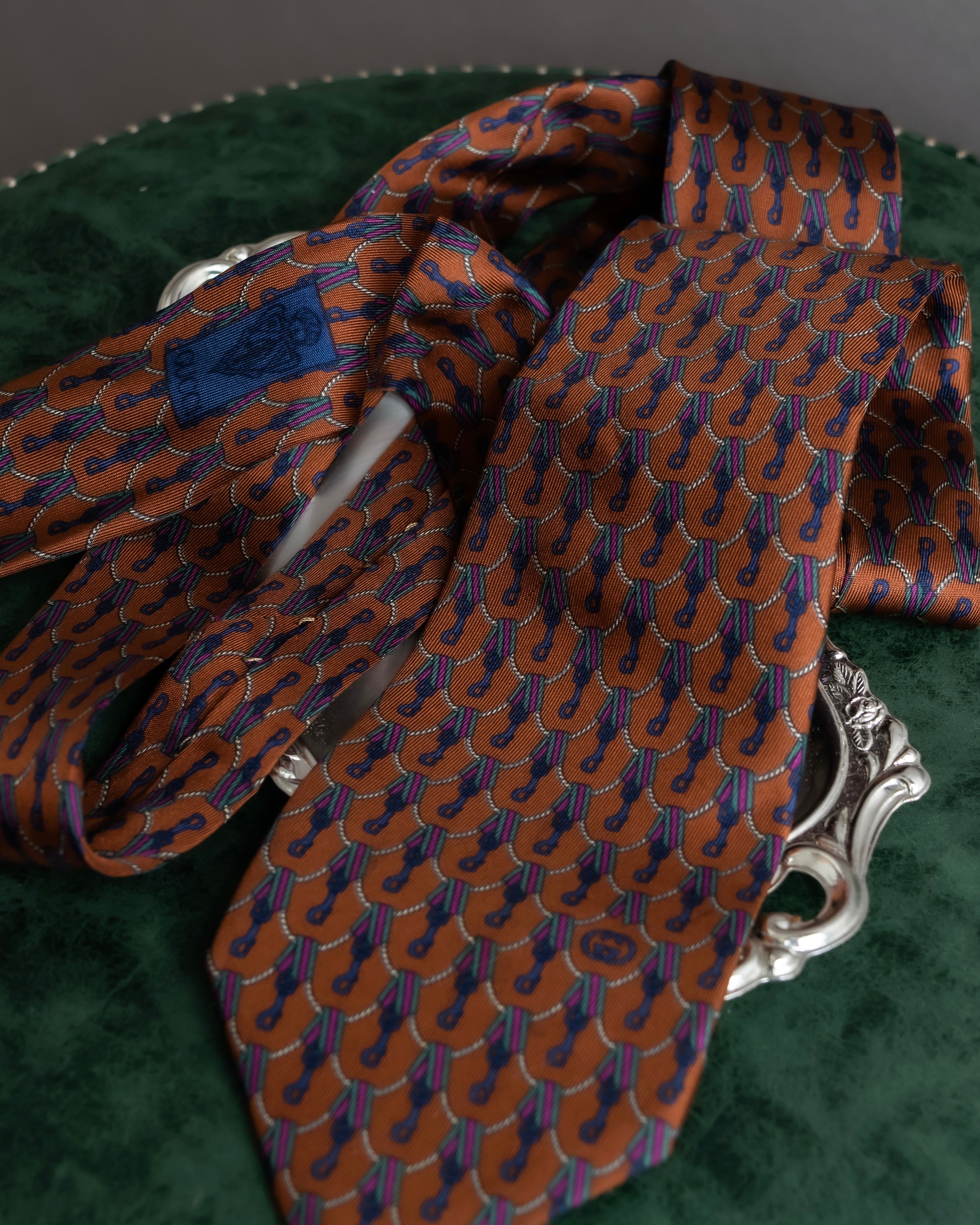 "GUCCI" Horsebit &amp; GG pattern silk neck tie