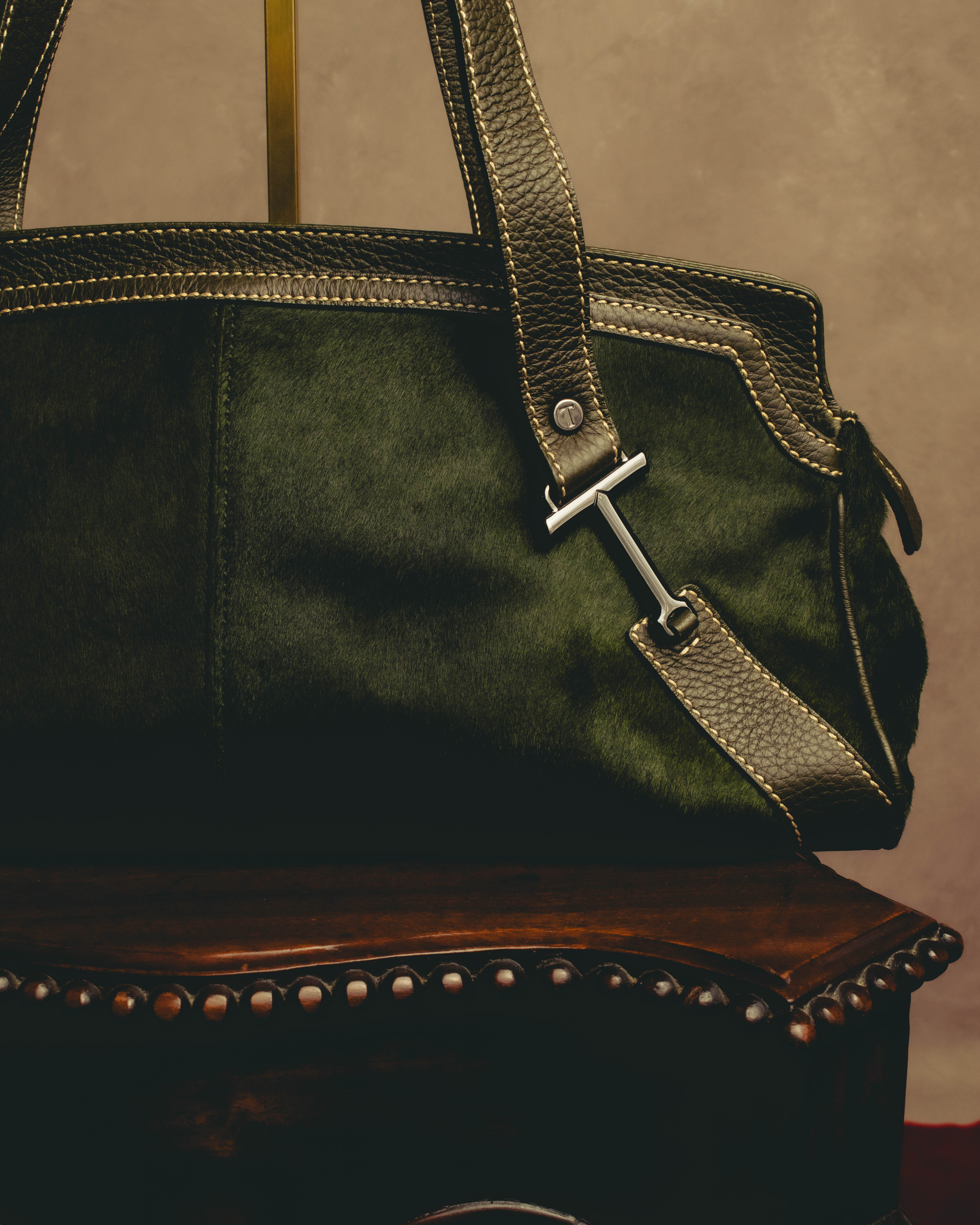 "TOD'S" 00's-10's Textured haircalf leather shoulder bag