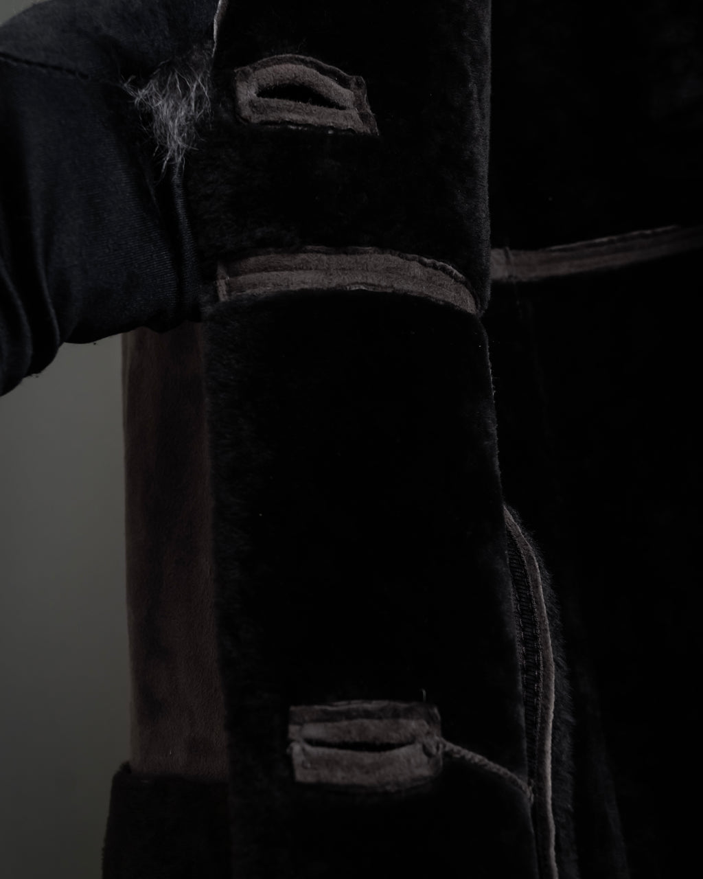 "NORTH BEACH" Smoky lamb fur design suede leather coat