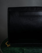 "Christian Dior" 70's-80's Radial drape design gold chain leather shoulder bag