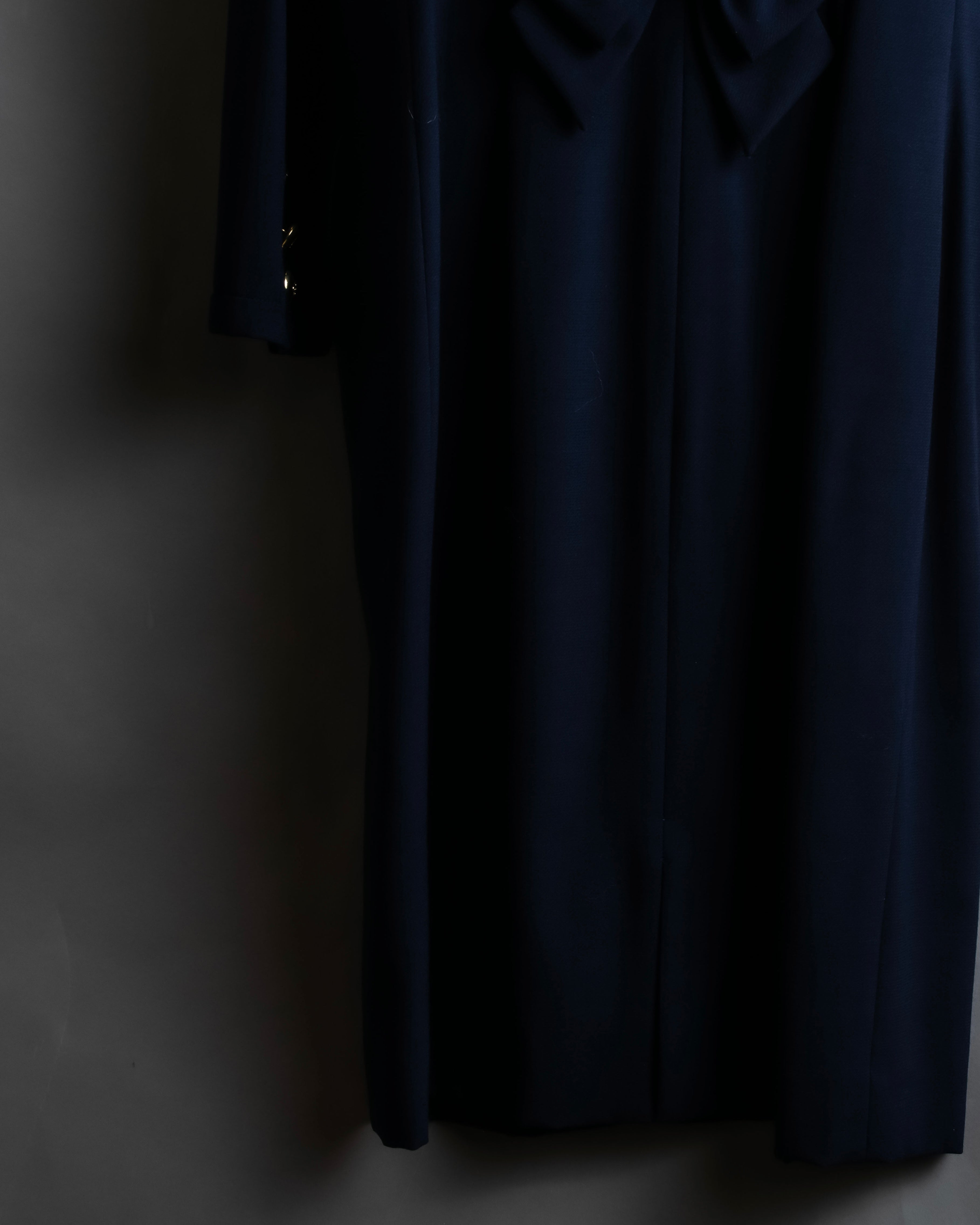 "BALENCIAGA" Gold button design navy color dress