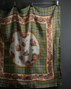 "BURBERRYS" Rose motif layered check pattern silk scarf