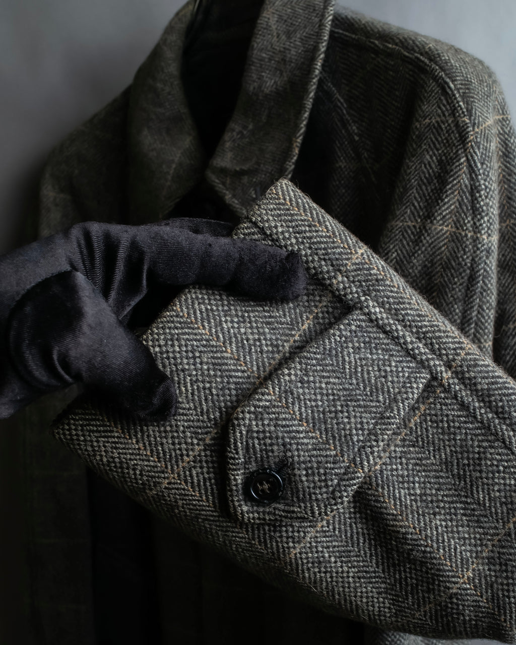 "BURBERRYS" Fine check pattern herringbone coat