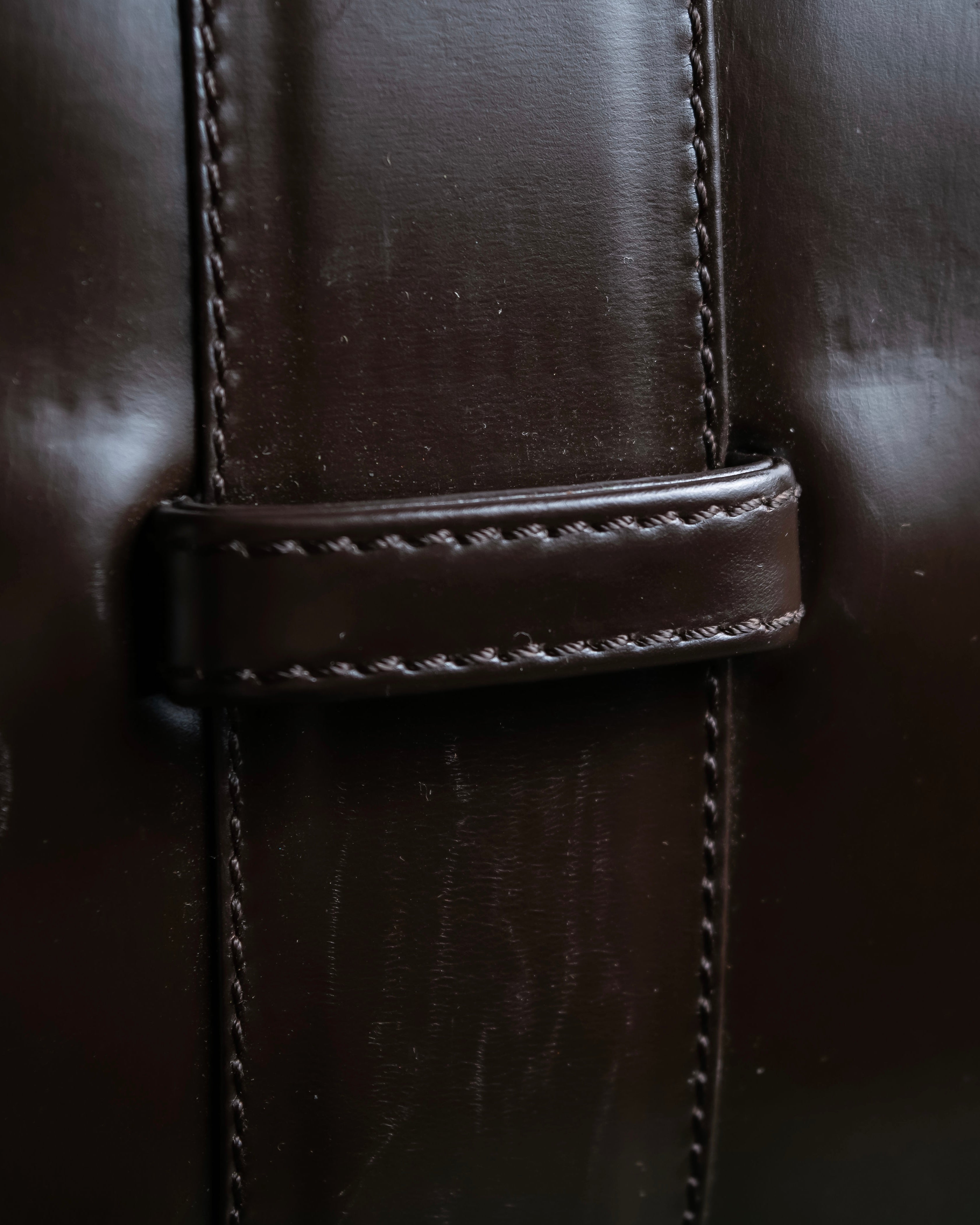 "LOEWE" Logo engraved belt design glass leather shoulder bag