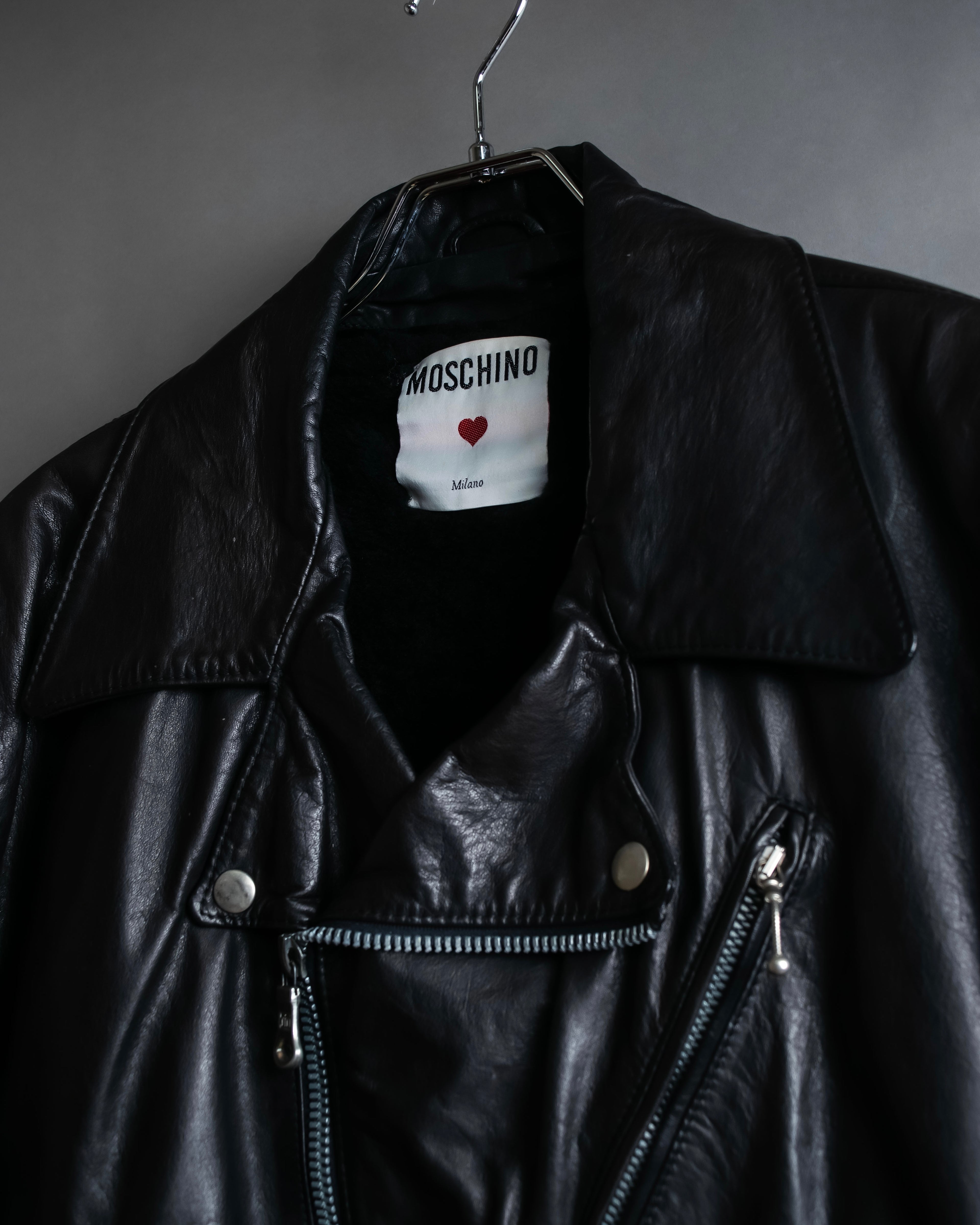 "MOSCHINO" Box silhouette leather double rider jacket