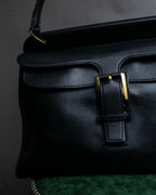 "GUCCI" Double flap design grained leather one-handle bag