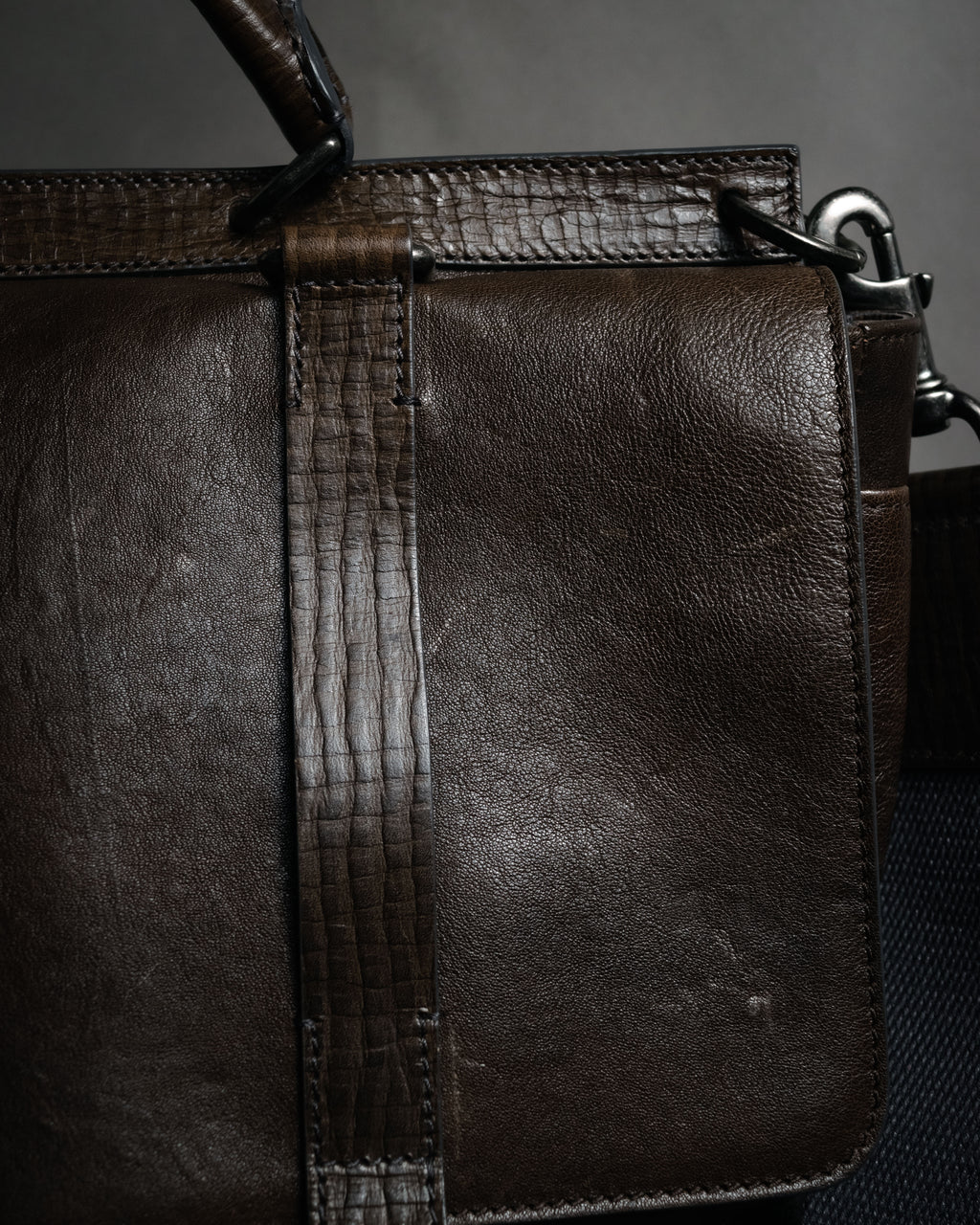 "DOLCE & GABBANA" 00’s-10’s Grained leather canvas-lined satchel bag