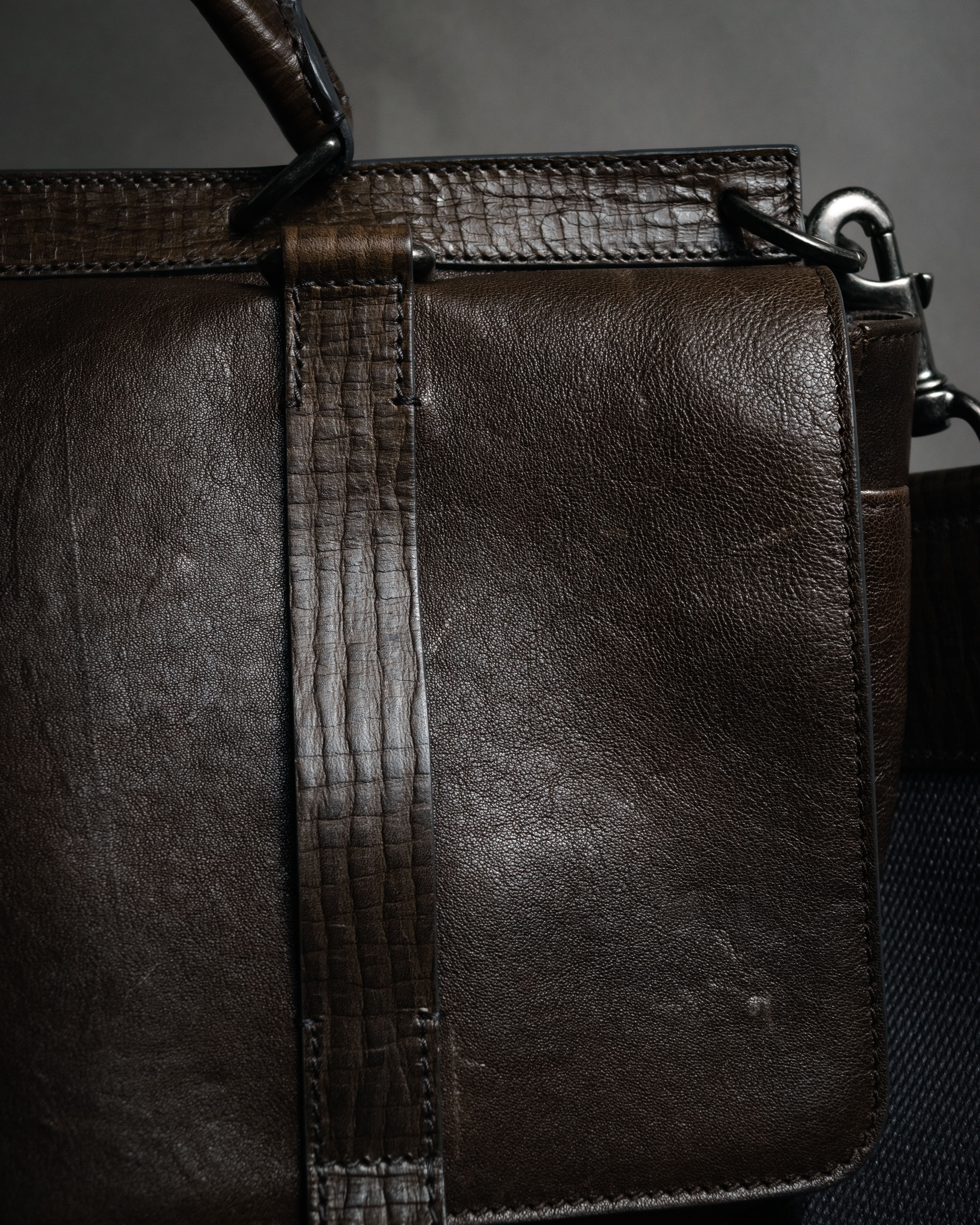 "DOLCE & GABBANA" 00’s-10’s Grained leather canvas-lined satchel bag