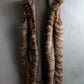 Vintage cashmere knit fur dogged reversible long gilet