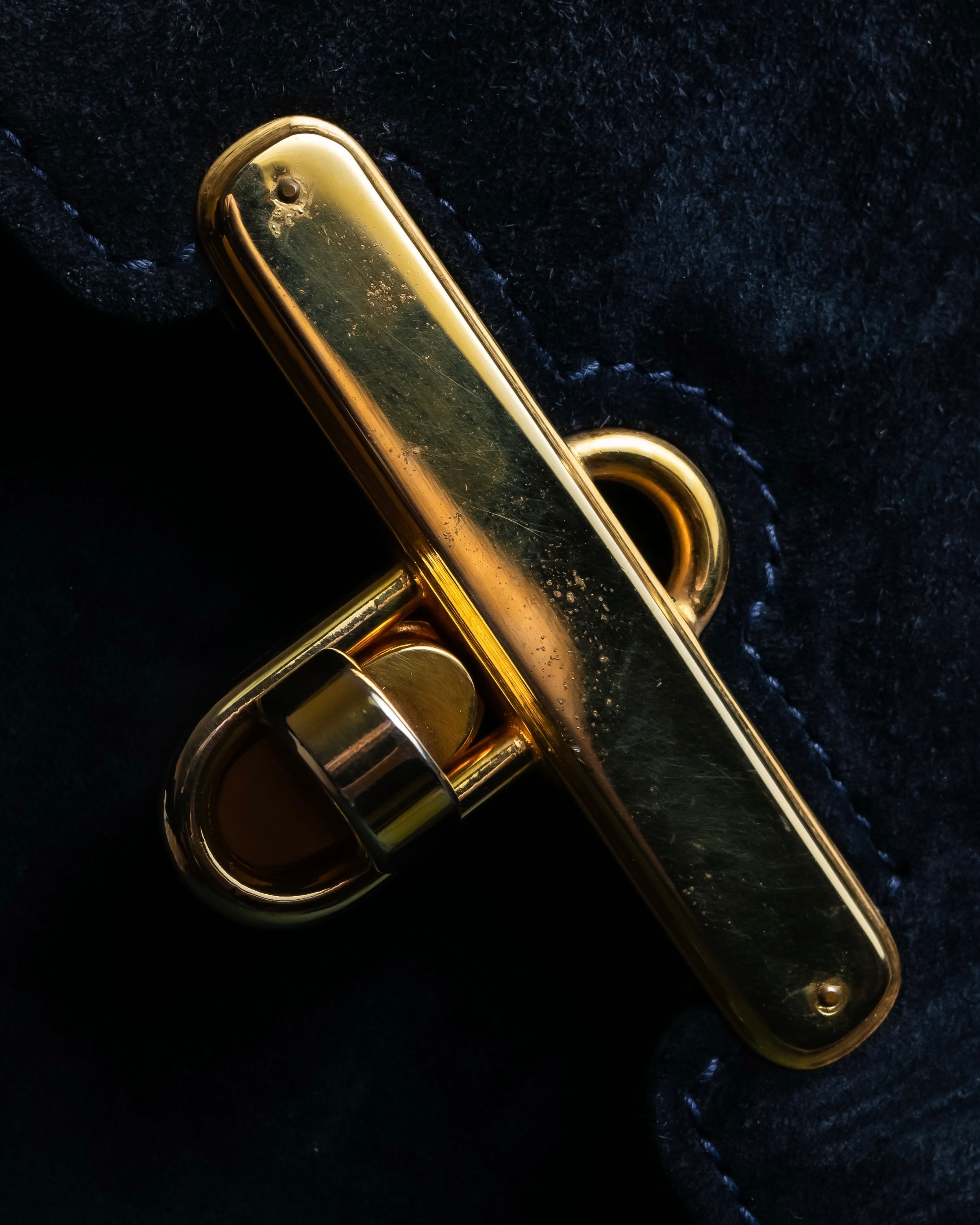 "GUCCI" Dark navy suede leather shoulder bag