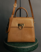 -SPECIAL- “Salvatore Ferragamo” 90’s lizard leather gancini 2way flap bag