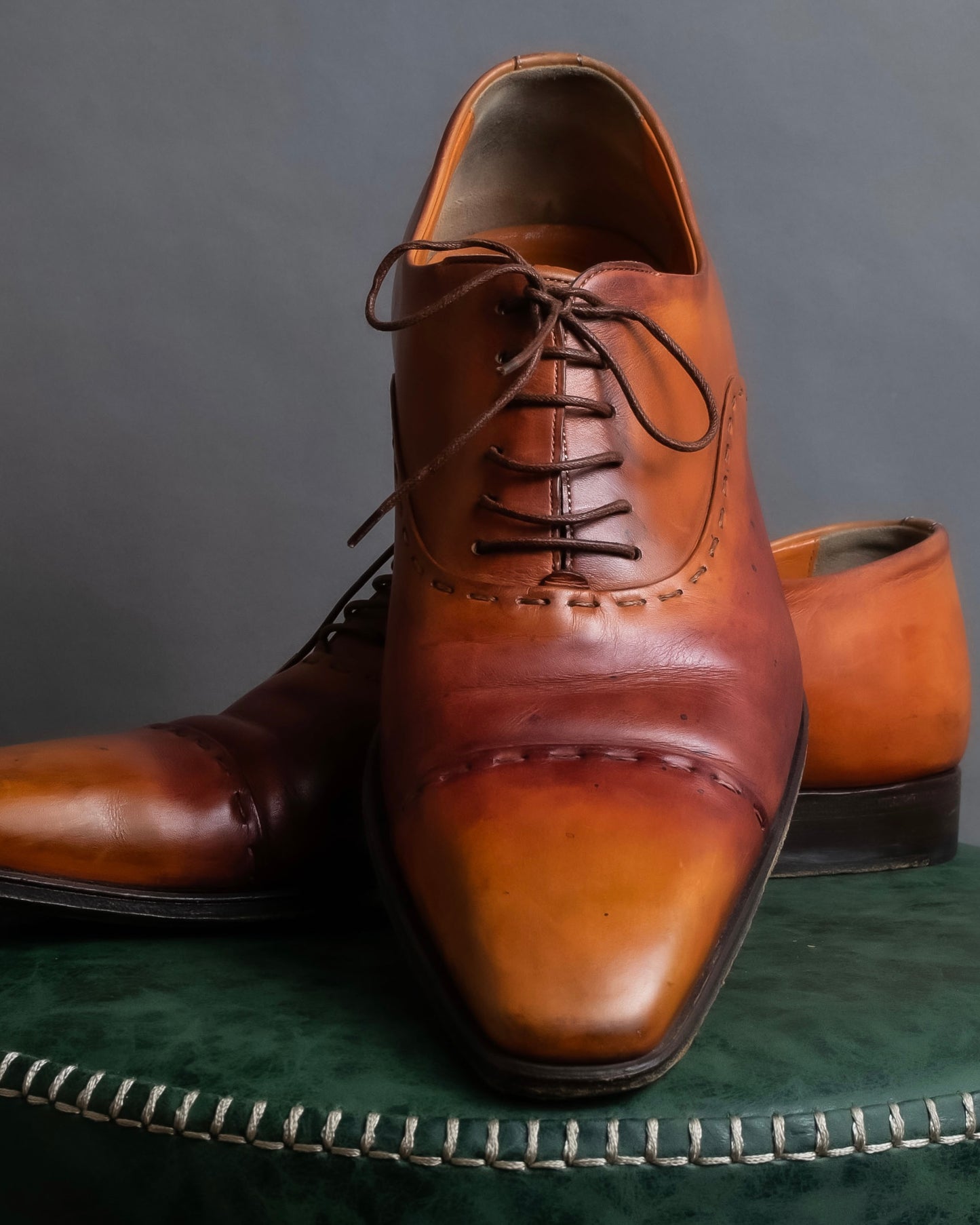 "Santoni" Gradient color leather derby shoes"