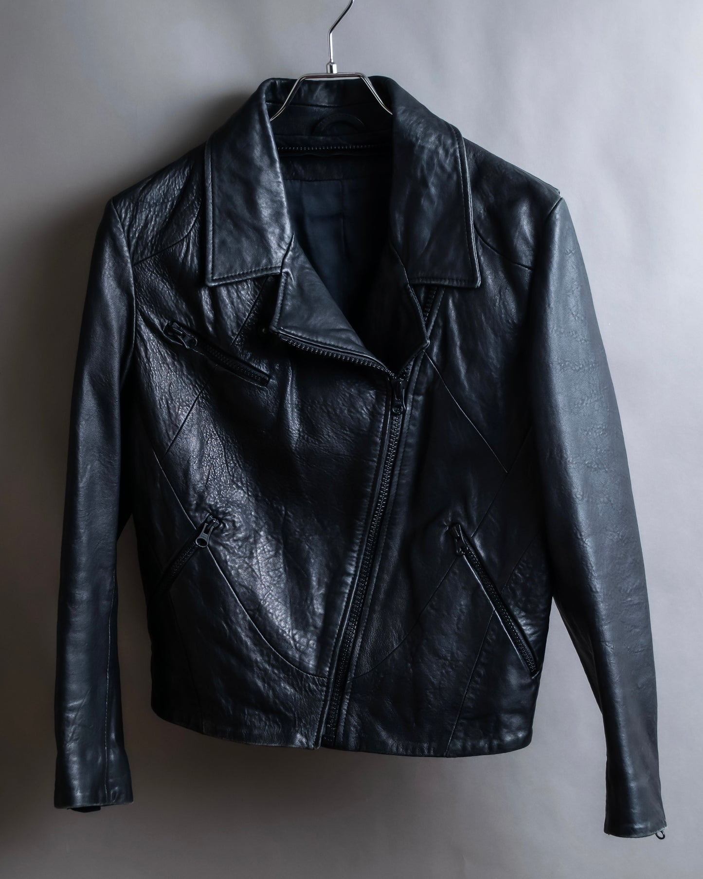 "Acne" Beautiful shape genuine leather double riders jacket