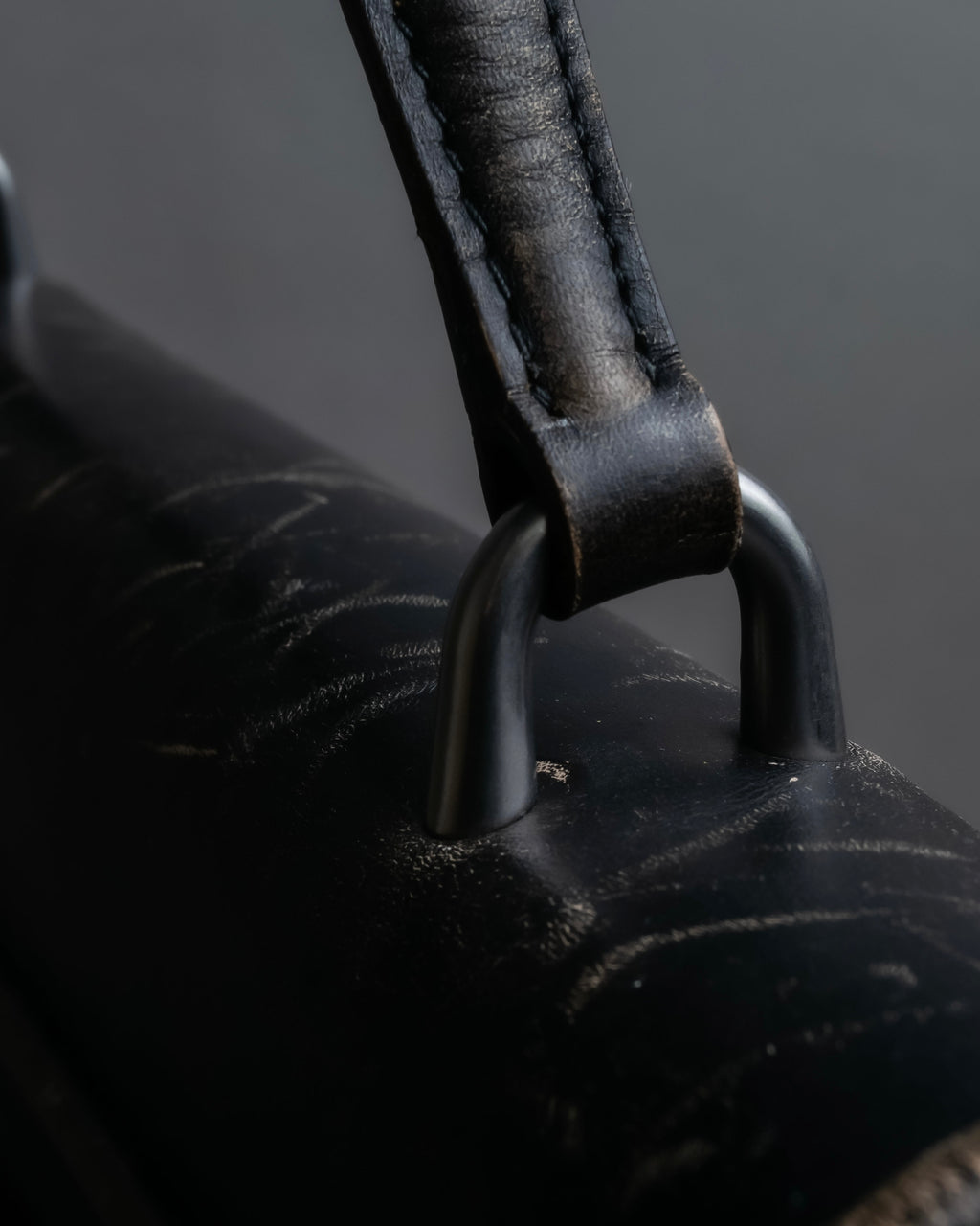 "PRADA" Aged metal parts design leather hand bag