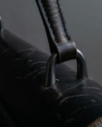 "PRADA" Aged metal parts design leather hand bag