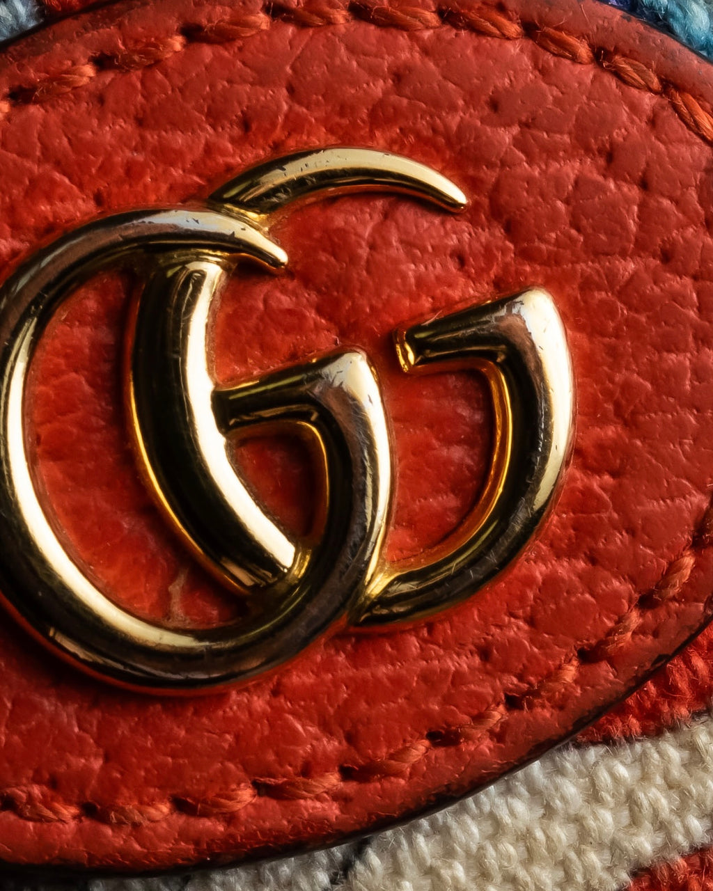 "GUCCI" Botanical pattern double G motif leather bifold wallet