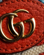 "GUCCI" Botanical pattern double G motif leather bifold wallet