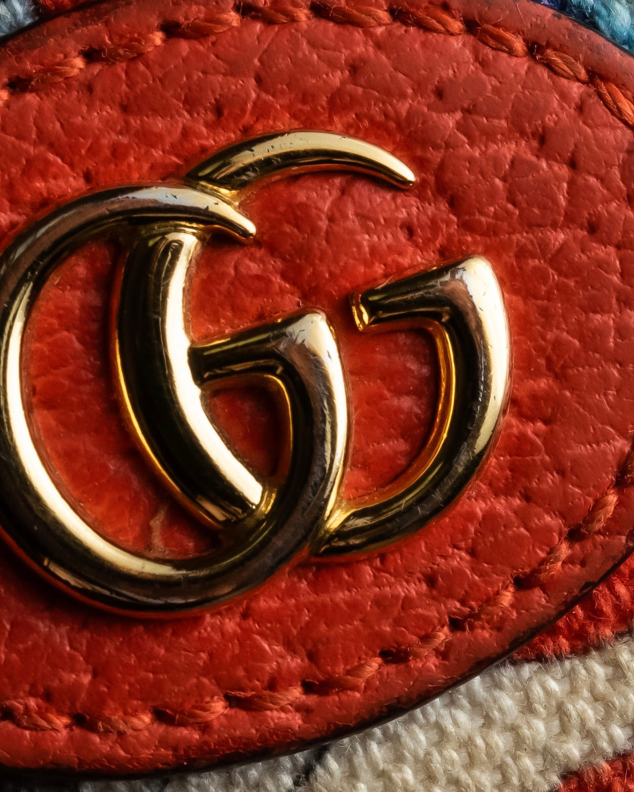 "GUCCI" Botanical pattern double G motif leather bifold wallet