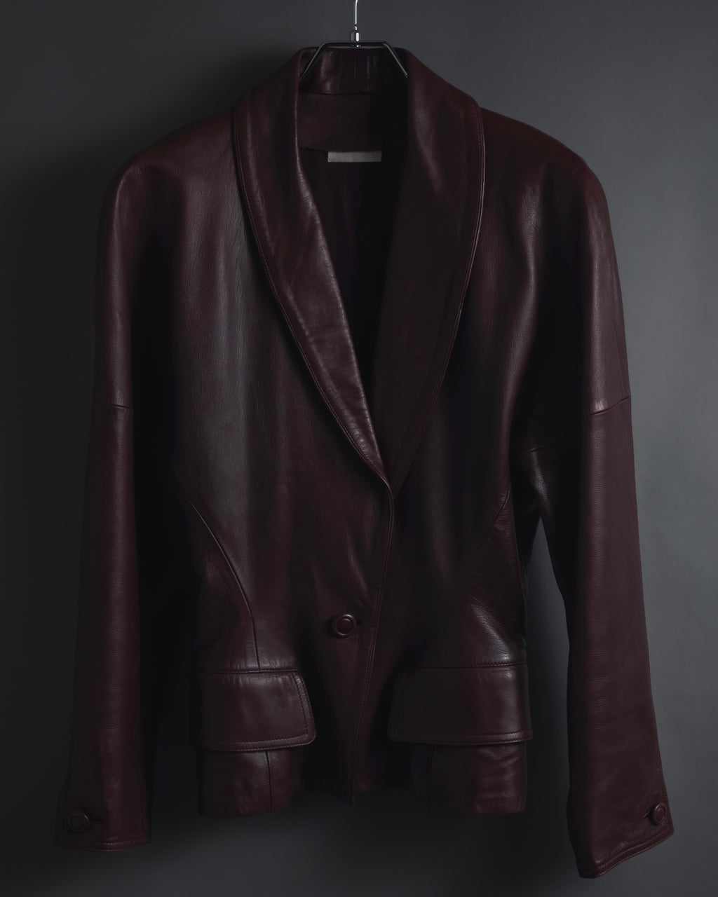"LOEWE" 80’s-90’s nappa leather shawl-collar jacket