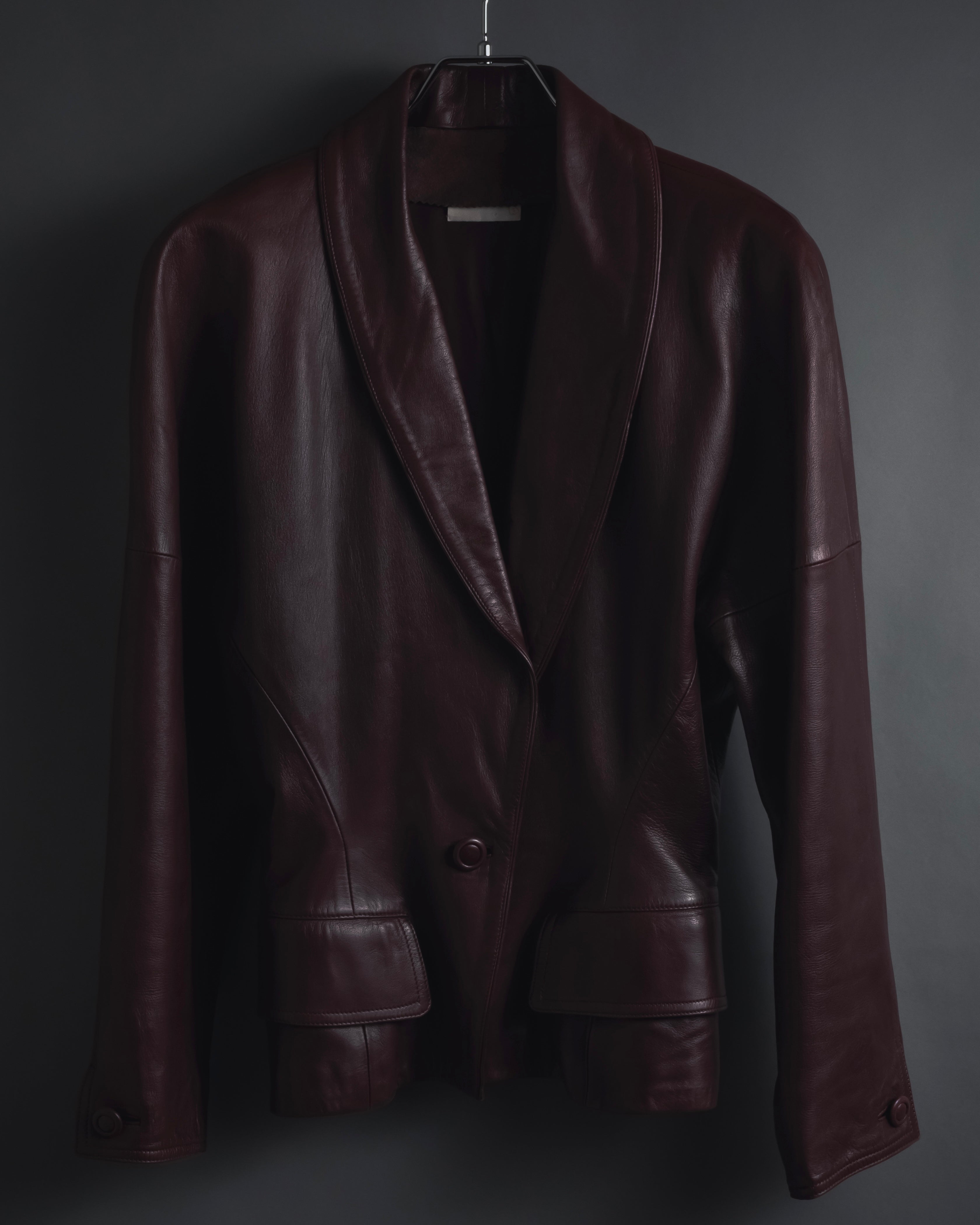 "LOEWE" 80’s-90’s nappa leather shawl-collar jacket