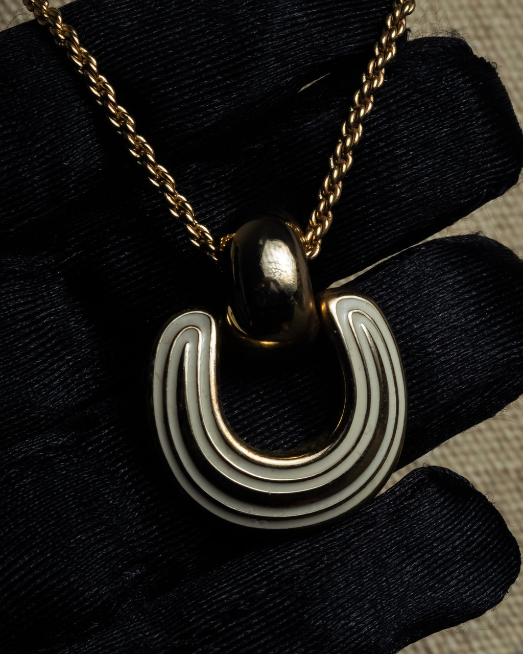 "Christian Dior" Arch motif top gold tone necklace