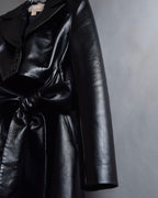 "MATÉRIEL TBILISI" Draped belted synthetic leather long jacket