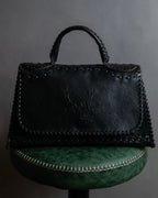 "FENDI" Hand stitched design leather hand bag