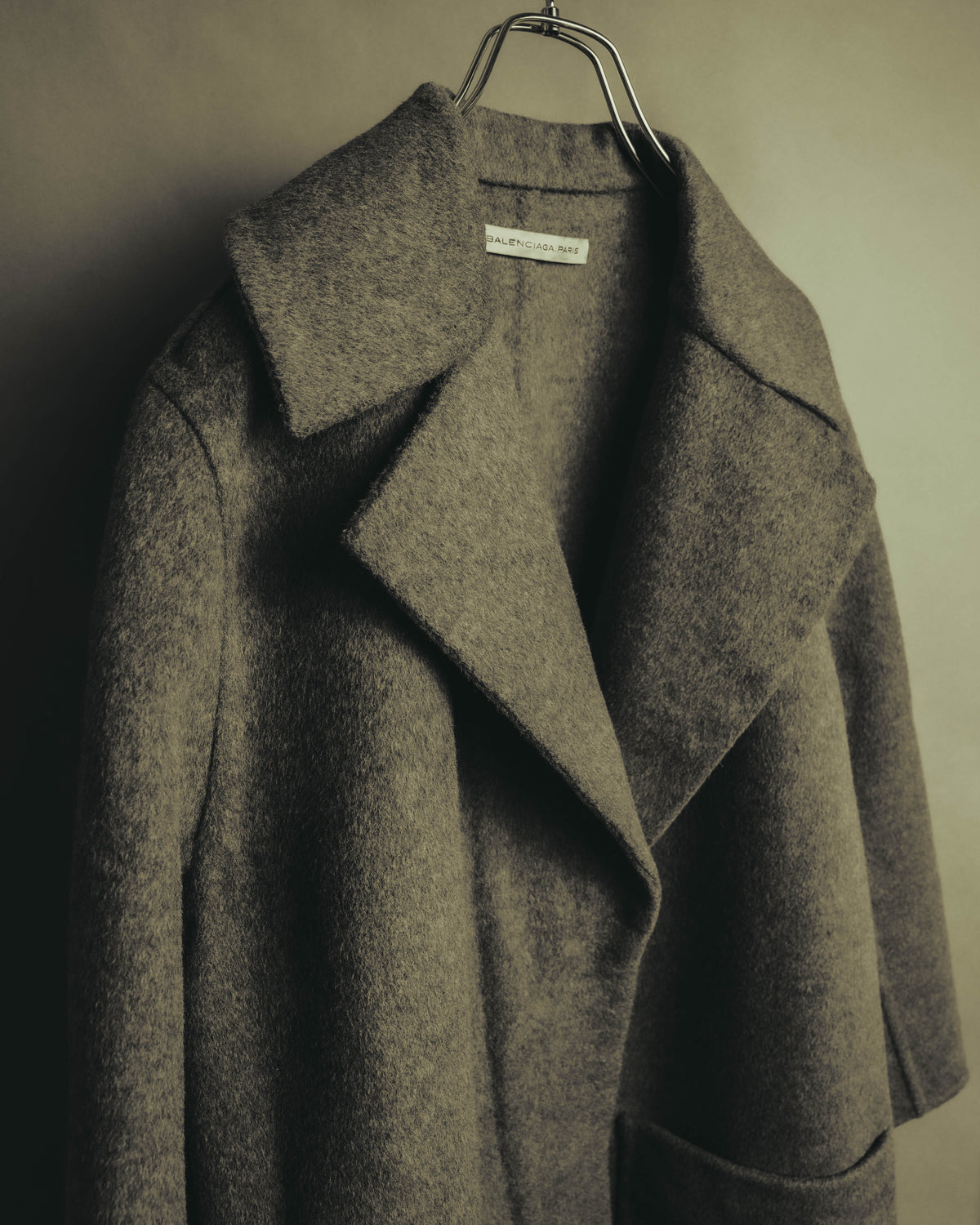 “BALENCIAGA” 00’s-10’s Wool angora wide-lapel coat