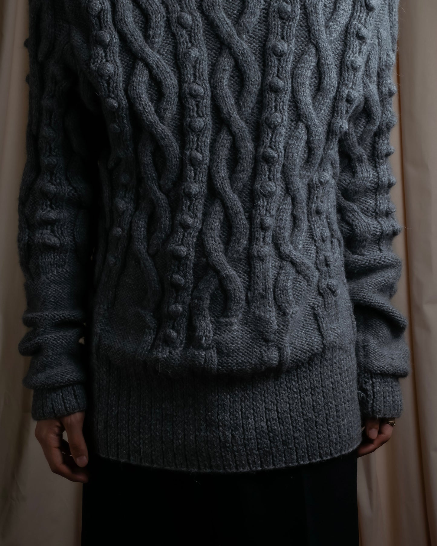 "JEAN PAUL GAULTIER" Cable knit design hooded pullover