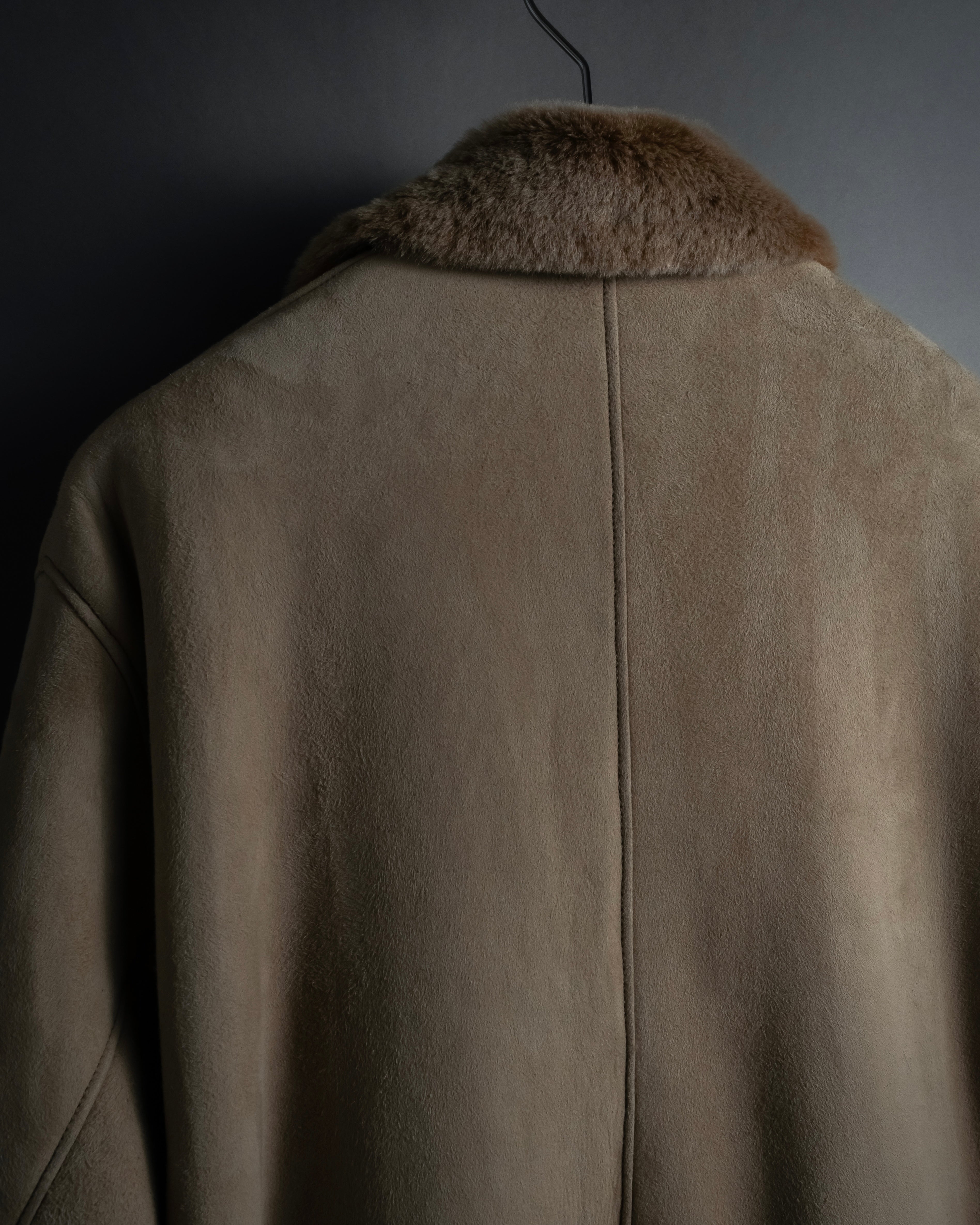 -SPECIAL- "LOEWE" 90's-10's Fur collar cordero lambskin long coat