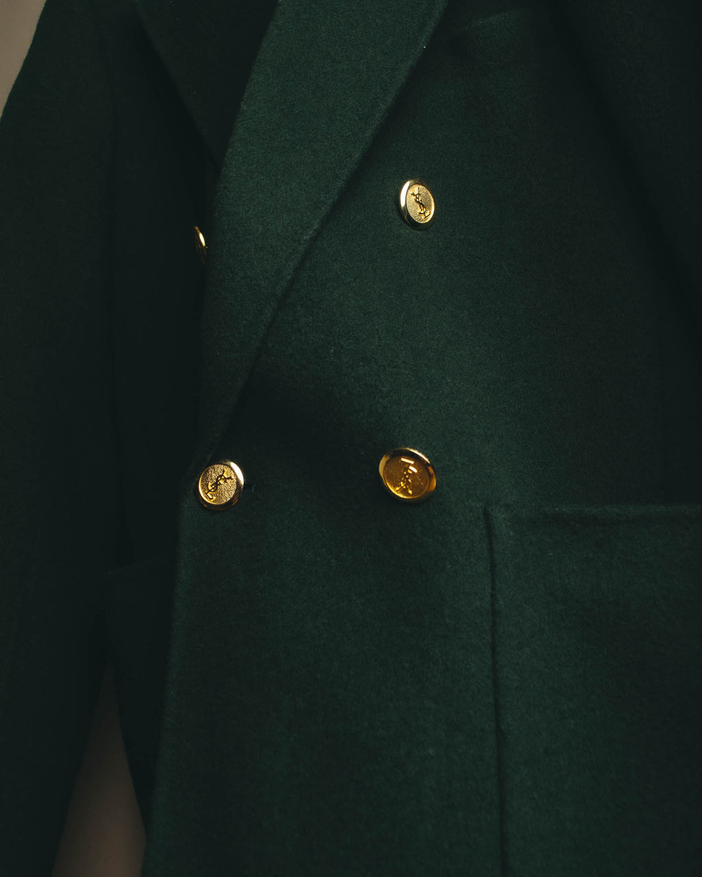 "Yves Saint Laurent" late 80's-early 90's Structured wool mohair double breasted coat