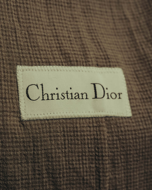 “Christian Dior” 90’s-00’s Fine-check wool three-button tailored jacket