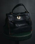 "YVES SAINT LAURENT" 2008-2012 Muse to icon clasp leather and canvas top handle bag