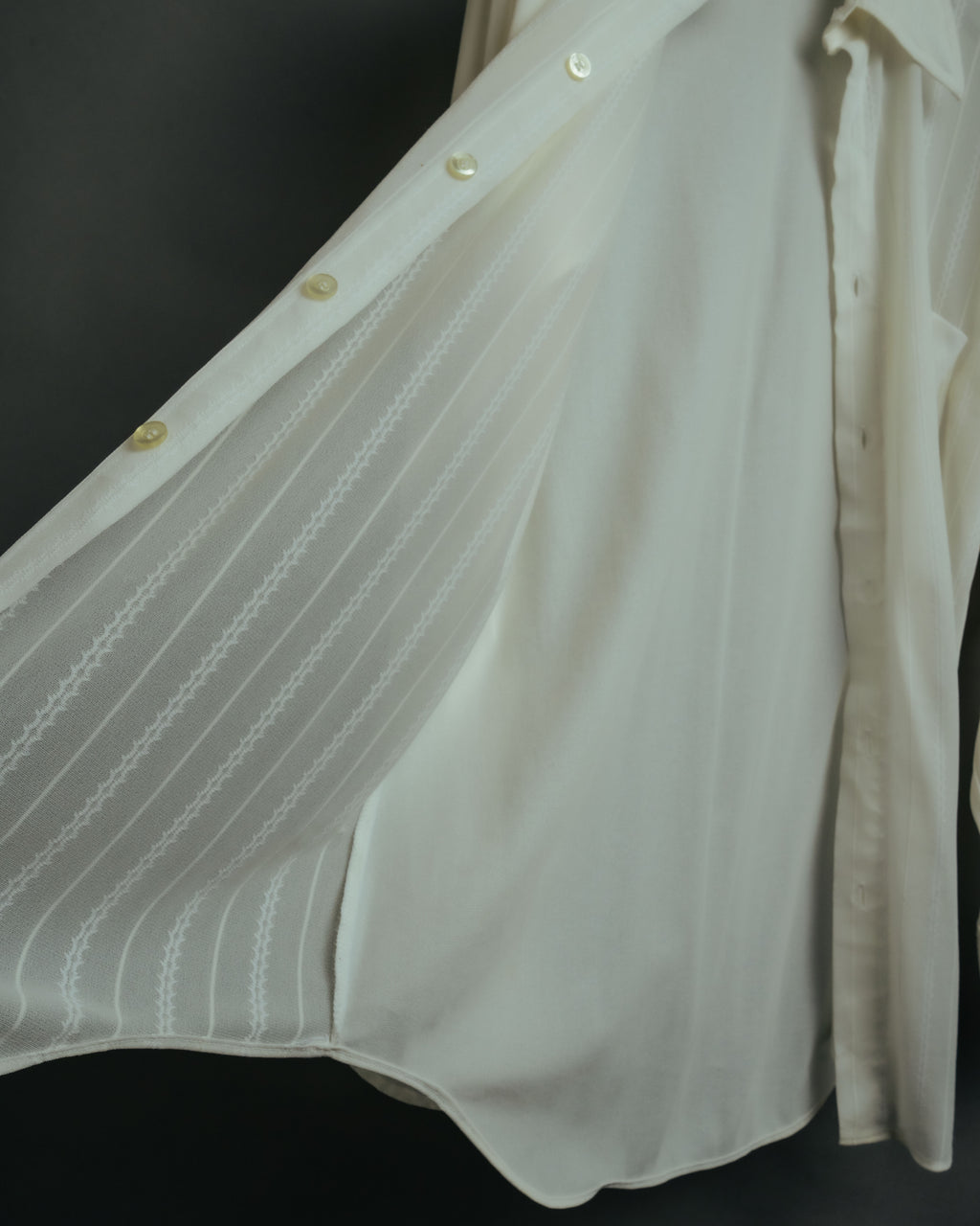 -MOOD Vintage Collections- 70’s-80’s Sheer stripe long point collar shirt