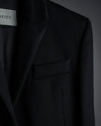"GUCCI" Michele period solid black wool tailored coat