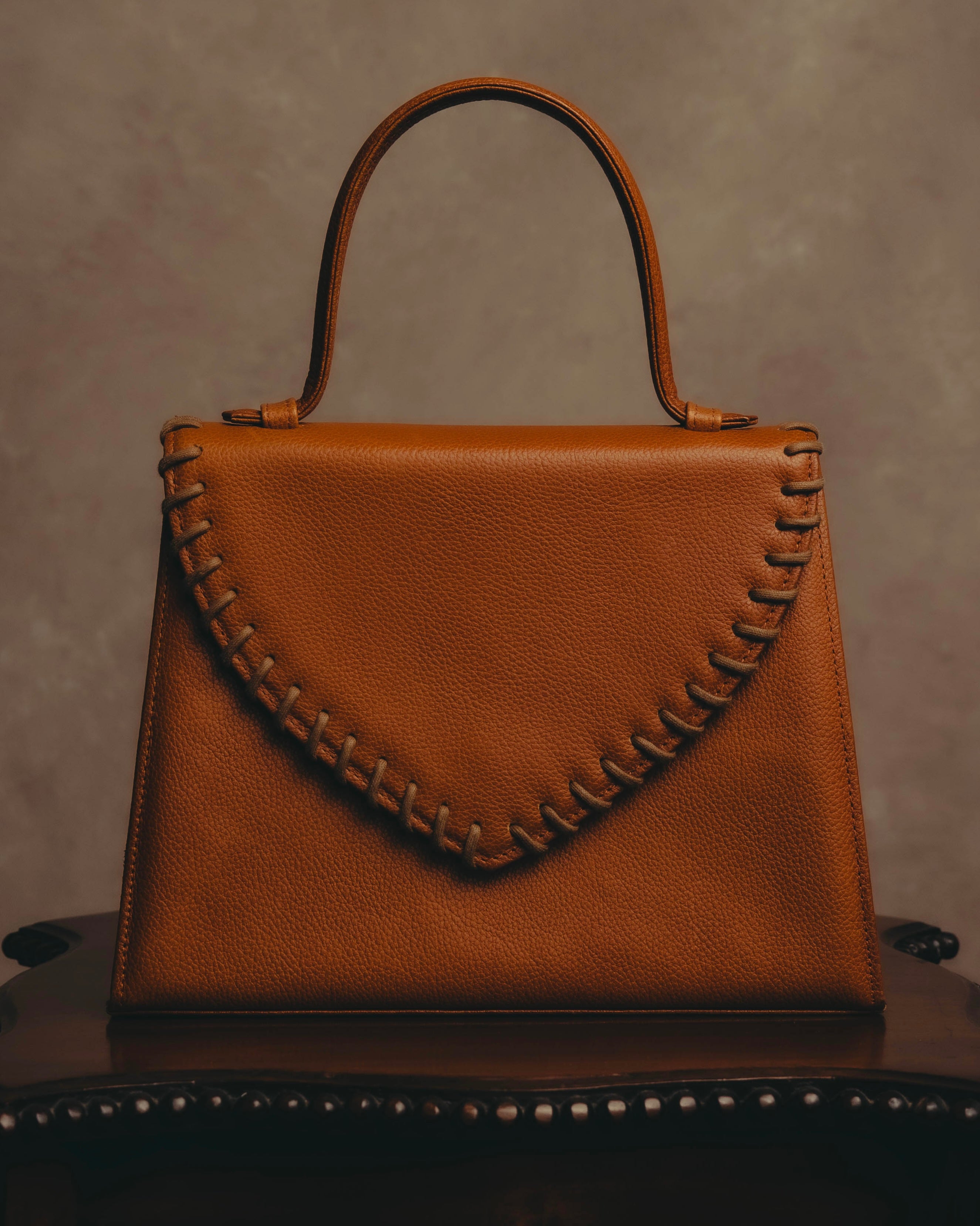 "Yves Saint Laurent" 70's-80's Cognac leather top handle bag